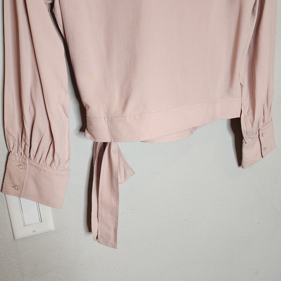 Everlane 100% Silk Pink Wrap Long Sleeve Top Washable Size 4 - Picture 8 of 14